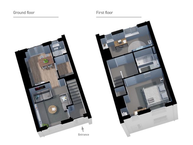 Floor plan 2 bedroom house - artist's  impression subject to change